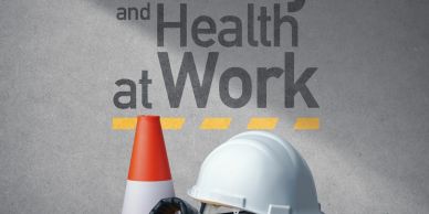 Construction safety gear with health and work message.