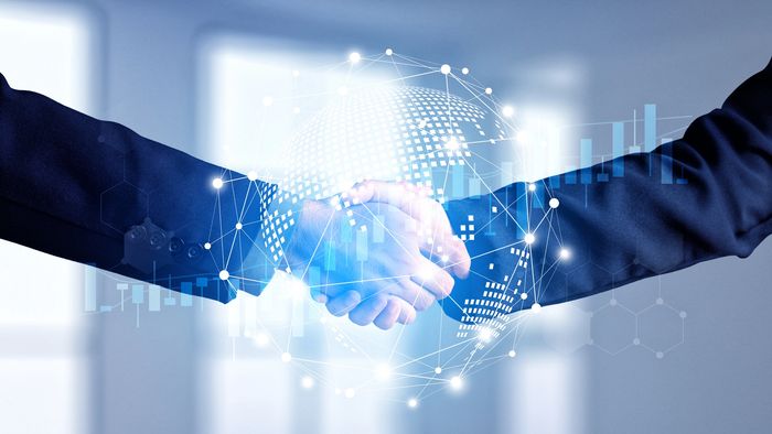 Business people shaking hands in business growth