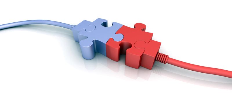 Puzzle Connect. Digitally Generated Image isolated on white background