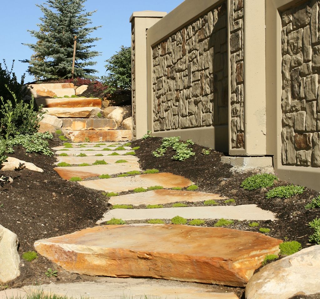 Stunning stone steps with lush plant accents.