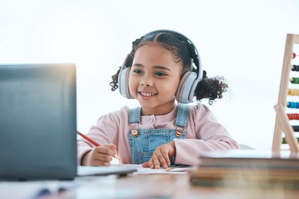a girl working on her school work