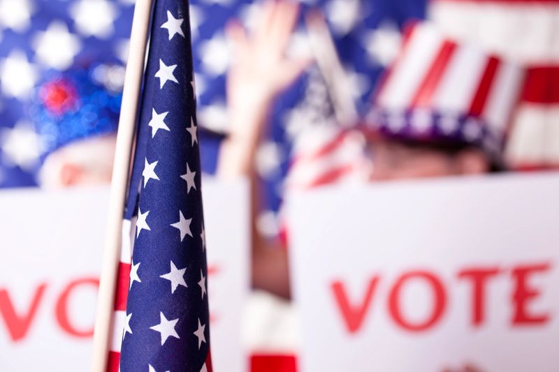 American political rally with VOTE signs.  MORE LIKE THIS... in lightboxes below!