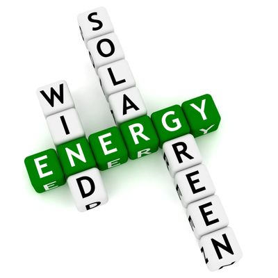 3D crossword with renewable energy terms like solar, wind, energy, and green.