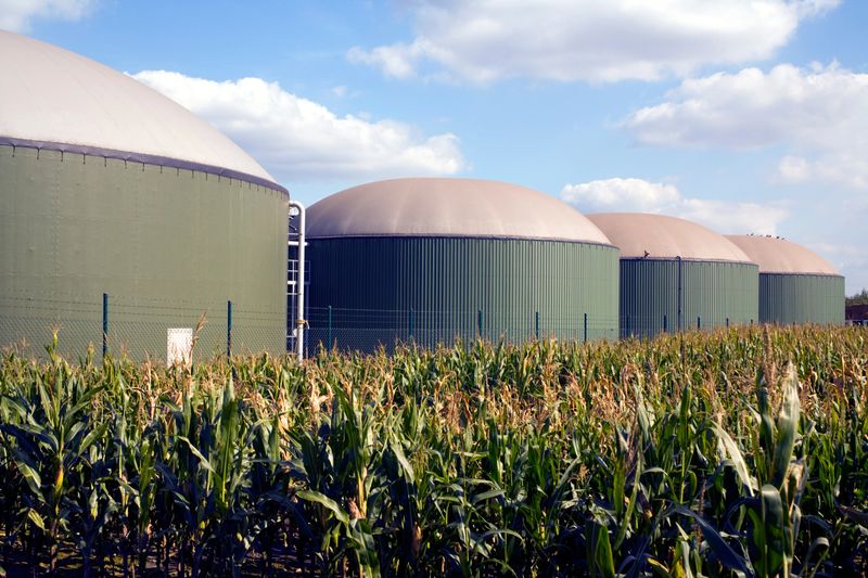 Biogas plant producing green energy.