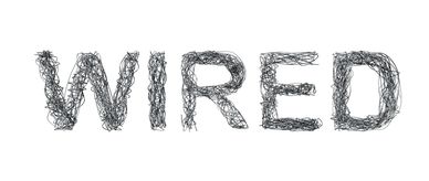 The word WIRED formed with tangled black wires.