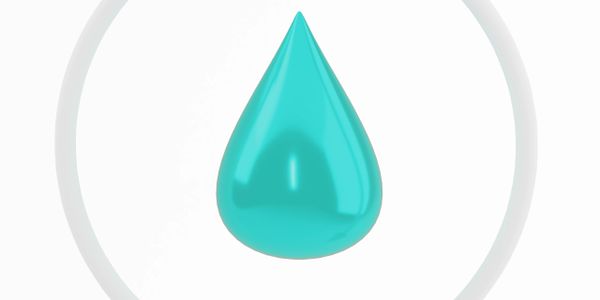 Blue water drop with circular recycling arrows around it.