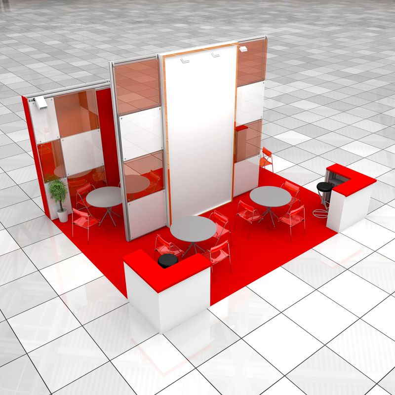 high resolution render of one modern exhibition stand