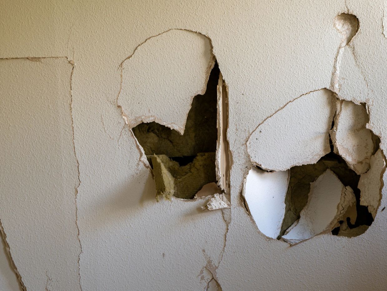 Drywall holes in wall