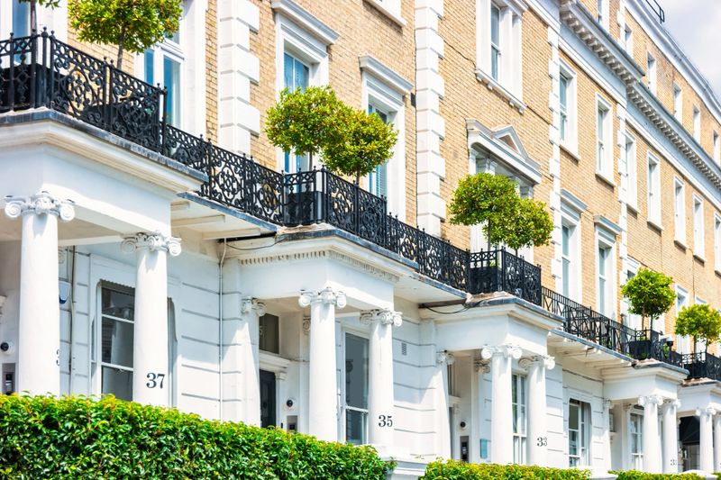 Elegant townhouses in South Kensington, London, England, UK
