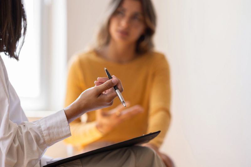 Psychologist is listening to problems of her