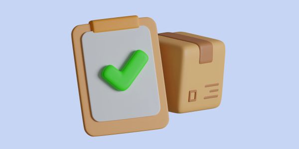 Clipart of a clipboard with a green checkmark next to a sealed cardboard box.