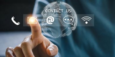 Digital contact icons with a finger pointing.