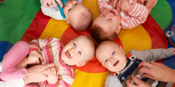Baby group photo of four babies being tickled 

Baby group
Baby classes
Toddler classes