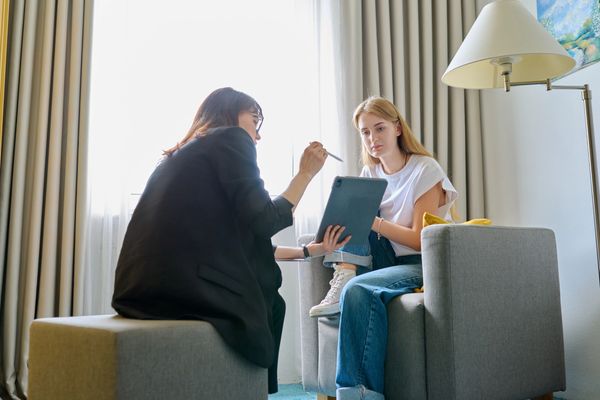 two women discussing 