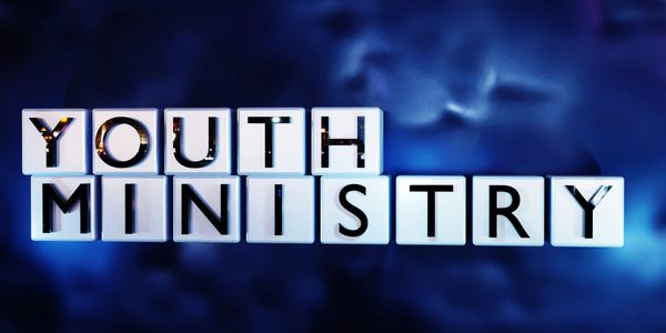 Blocks spelling out 'Youth Ministry' against a blue background.
