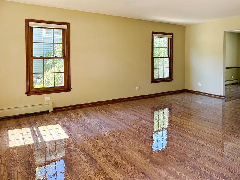 Freshly sealed hardwood floor