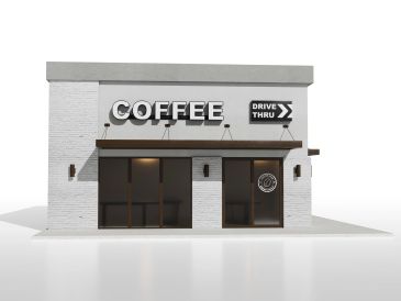 Coffee shop with white background
