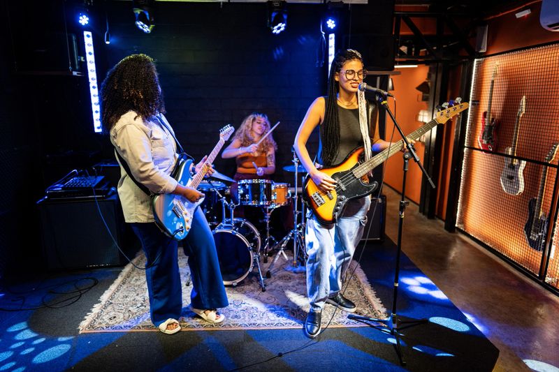 Young band playing on a show
