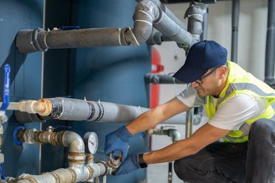 Commercial plumbing repair tech