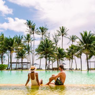 poolside with palm trees