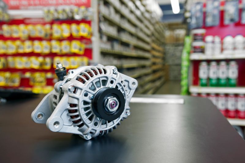 A new alternator in the parts department of an automotive parts retail store.
