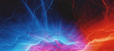 Abstract blue and red electric light streaks.