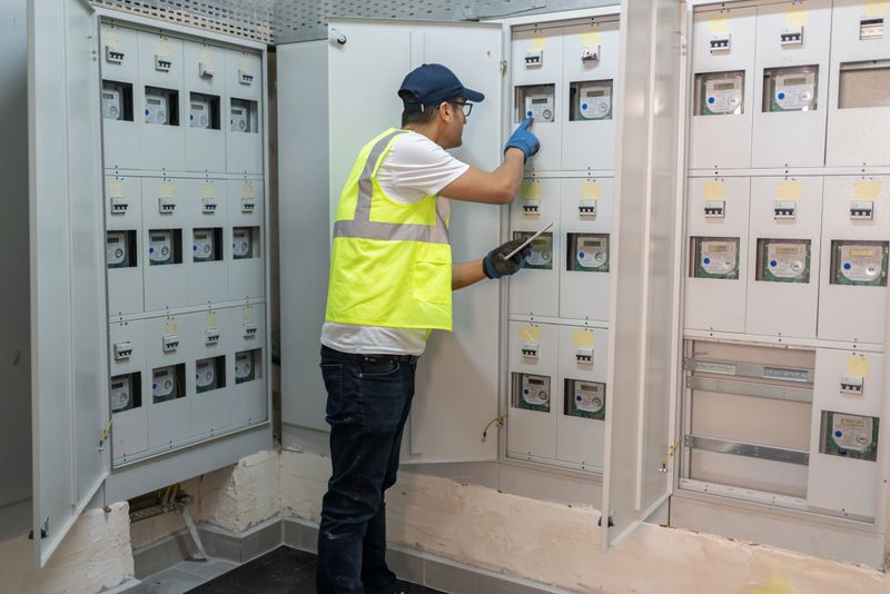 Male Technician Working At Electricity Power Station
