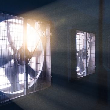 Cleaning commercial exhaust fans.