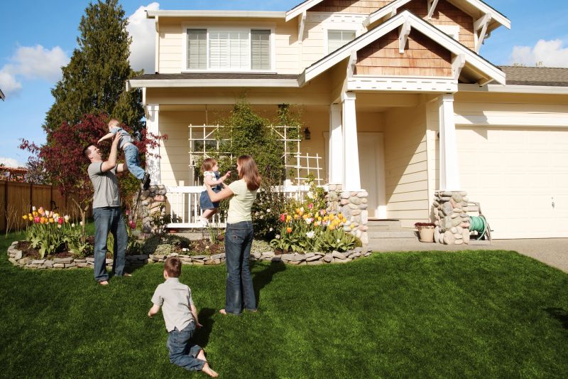 Young family playing on a beautiful spring day