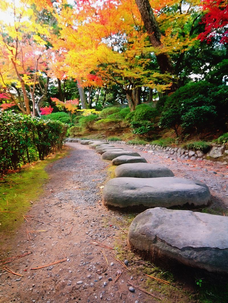 Stone footpath in a public Japanese garden.