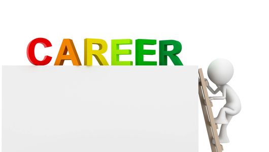 3D figure climbing ladder with colorful CAREER letters.