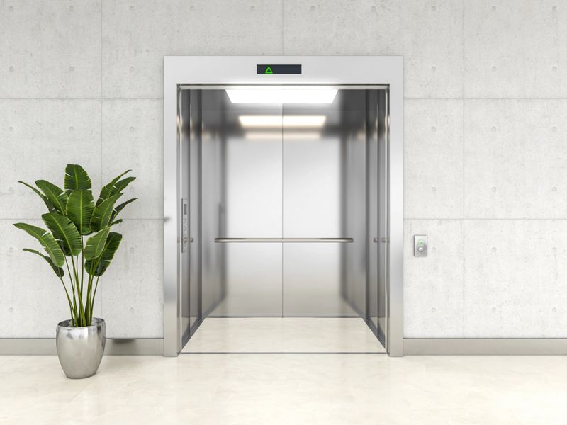 3d render interior of a modern steel lift