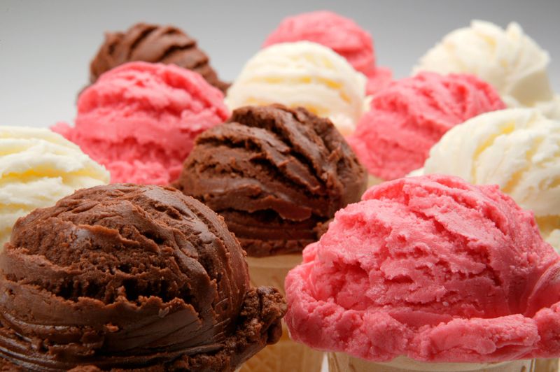 Chocolate,strawberry and vanilla ice cream cones