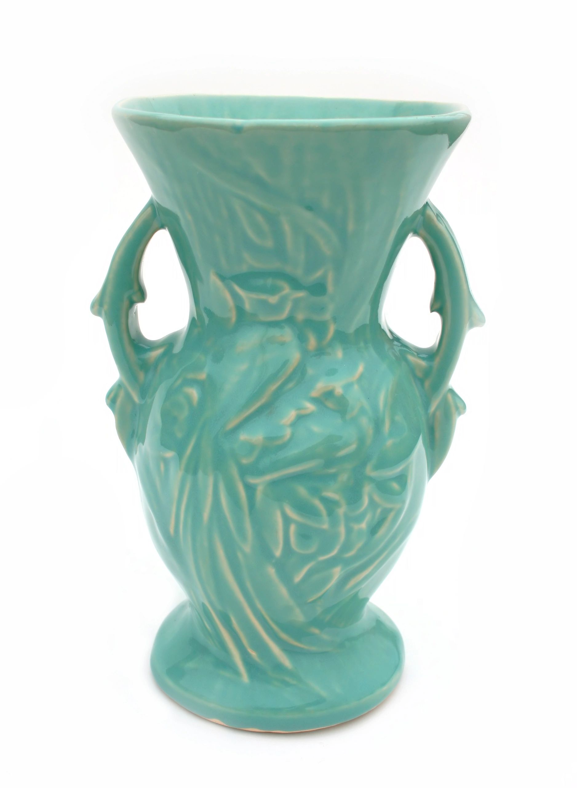 Mid Century McCoy pottery vase, turquoise
