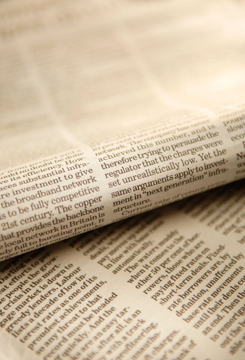 selective focus image of broadsheet newspaper