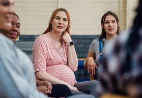Support information for pregnant women needing help, including a helpline and website.