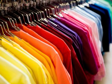 Colorful t-shirts are used for screen printing.