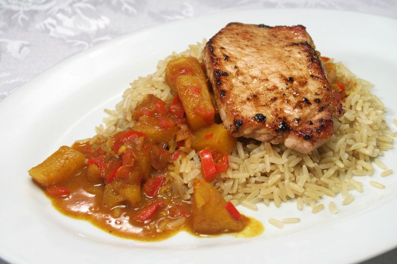 Pork with Curried Pineapple Chutney