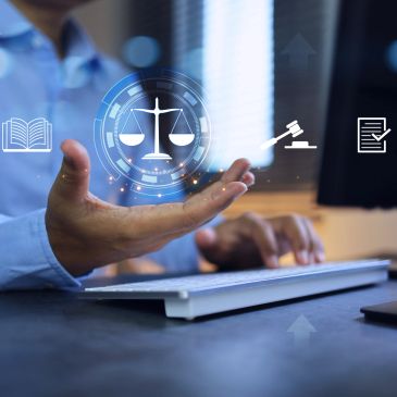 Paralegal typing legal documents for their paralegal firm to provide to clients.
