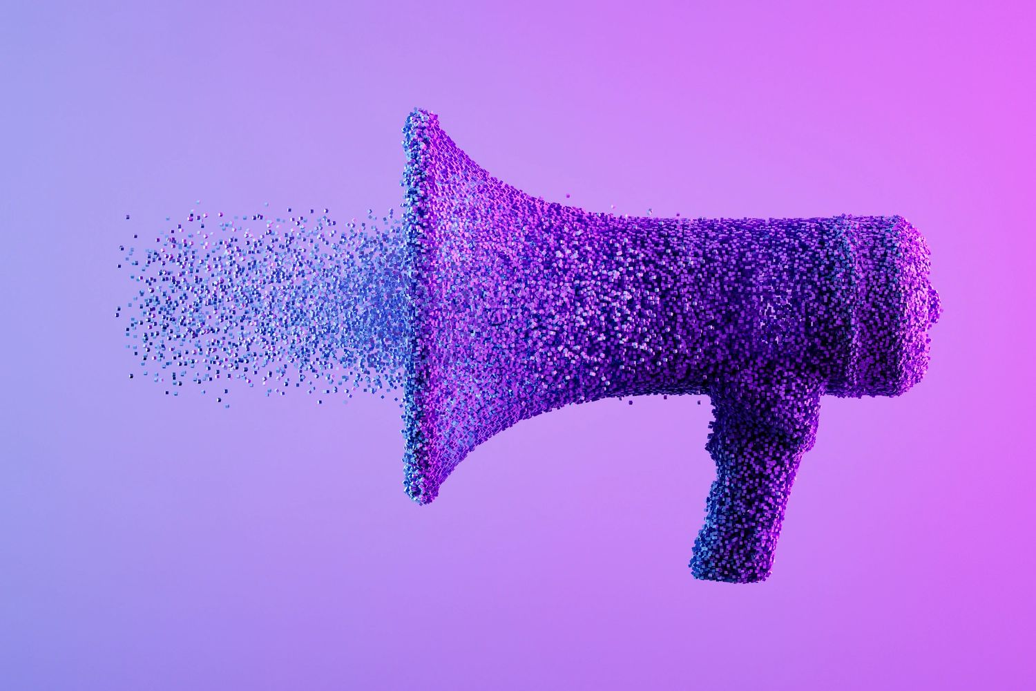 A purple megaphone amplifying brand messaging.