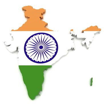 Map of India with its flag colors and Ashoka Chakra.