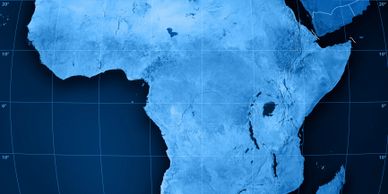 Topographic map of Africa and surrounding regions in blue.