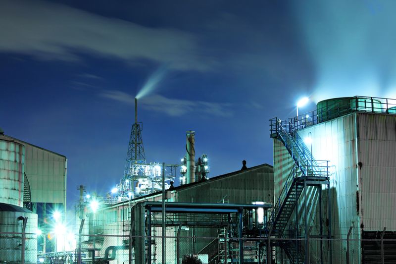 industry complex at night