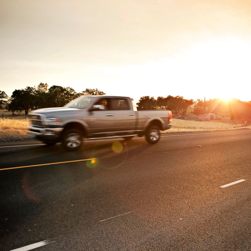 Pick up truck at dawn