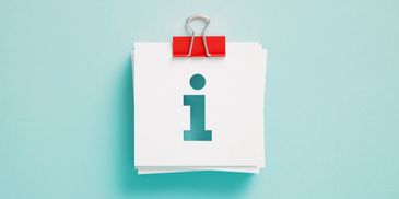 A square paper with the "i" symbol meaning information and knowledge.