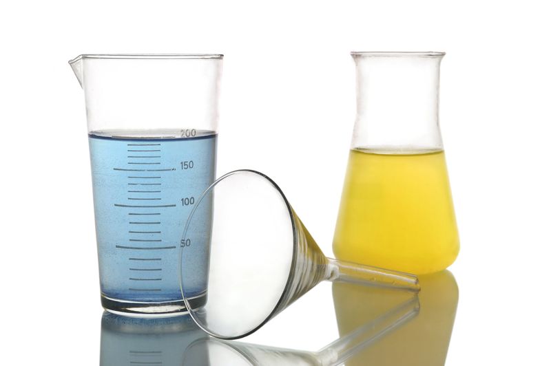 Chemical retorts on on white background