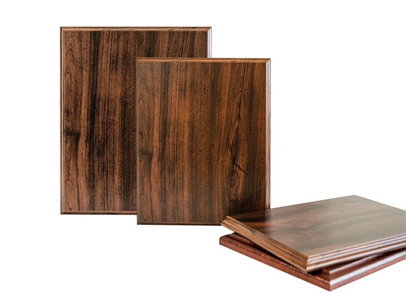 Samples of wooden award plaques isolated on white background. Wooden plaque, blank template