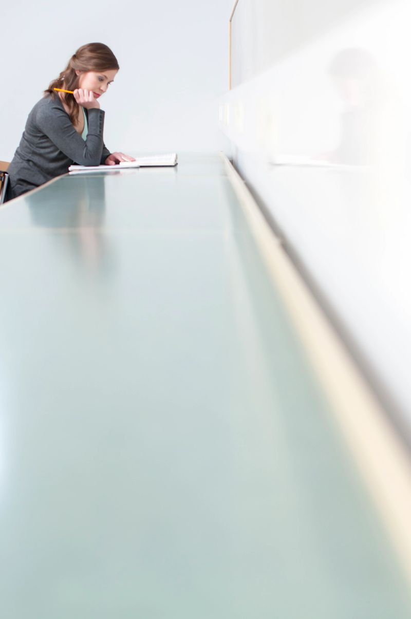 Portrait of female student studying at the table