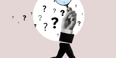 A person with a head full of question marks.