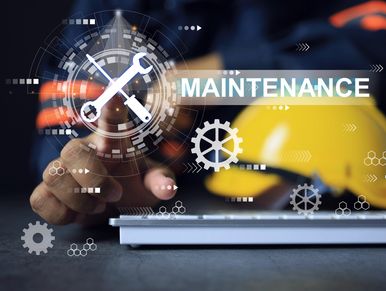 Person interacting with virtual maintenance icons and tools.